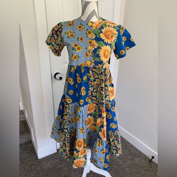 Dresses & Skirts - Patchwork sunflower midi dress size Small